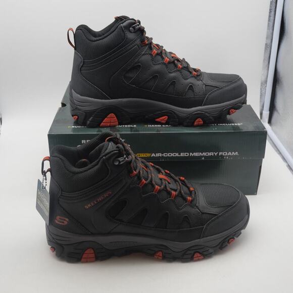 NEW Skechers Outdoor Pine Trail Gotera Hiking Boots Men's 10 Black Leather - Picture 5 of 12